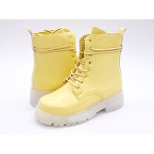 AMS Combat Boots Womens 5.5 Yellow Man Made Lace Up Dream Platform Ankle Boots